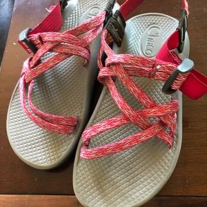 Girls pink chacos size 2